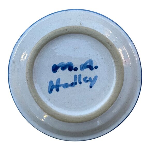 MA Hadley Pottery Trinket Dish Coaster Set Farmer & Wife Boy/Girl Vtg 4" Hand-Pa - Picture 6 of 7